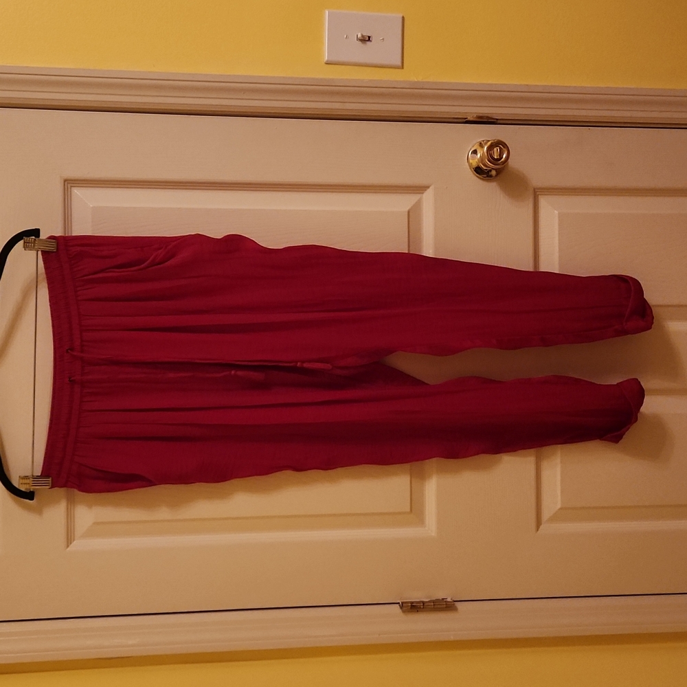 Red silky pants